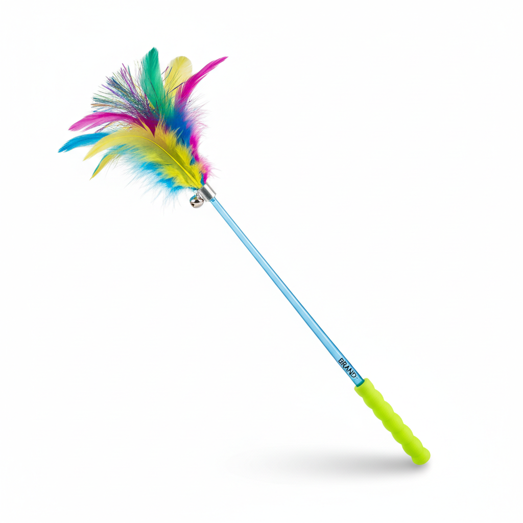 Juguete varita con plumas para gatos